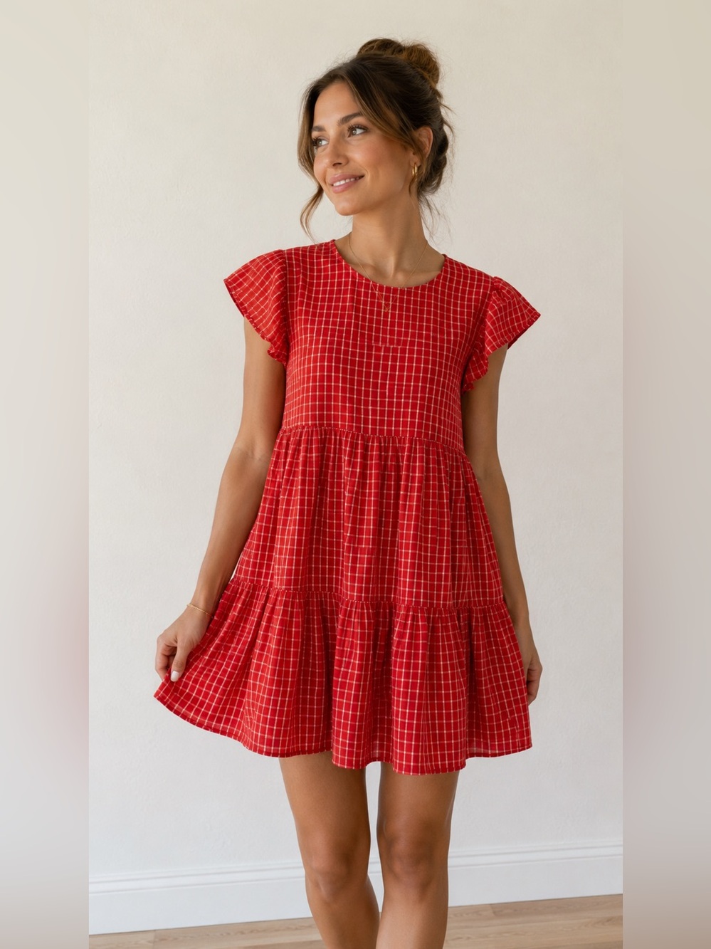 Sunshine Tienda Windowpane Checkered  Dress